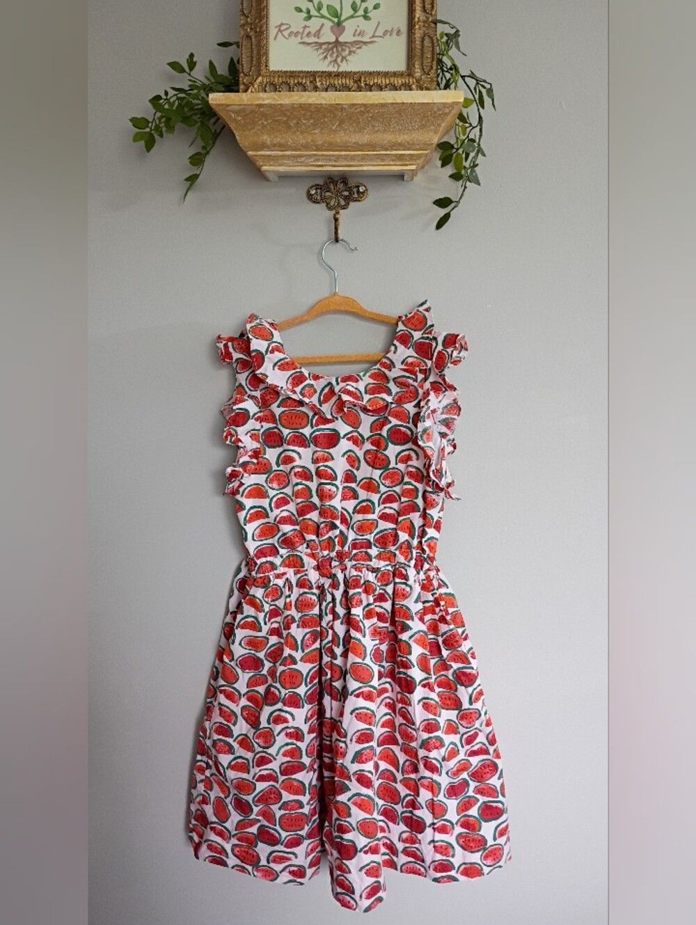 Crewcuts White Dress with Red Watermelon Print